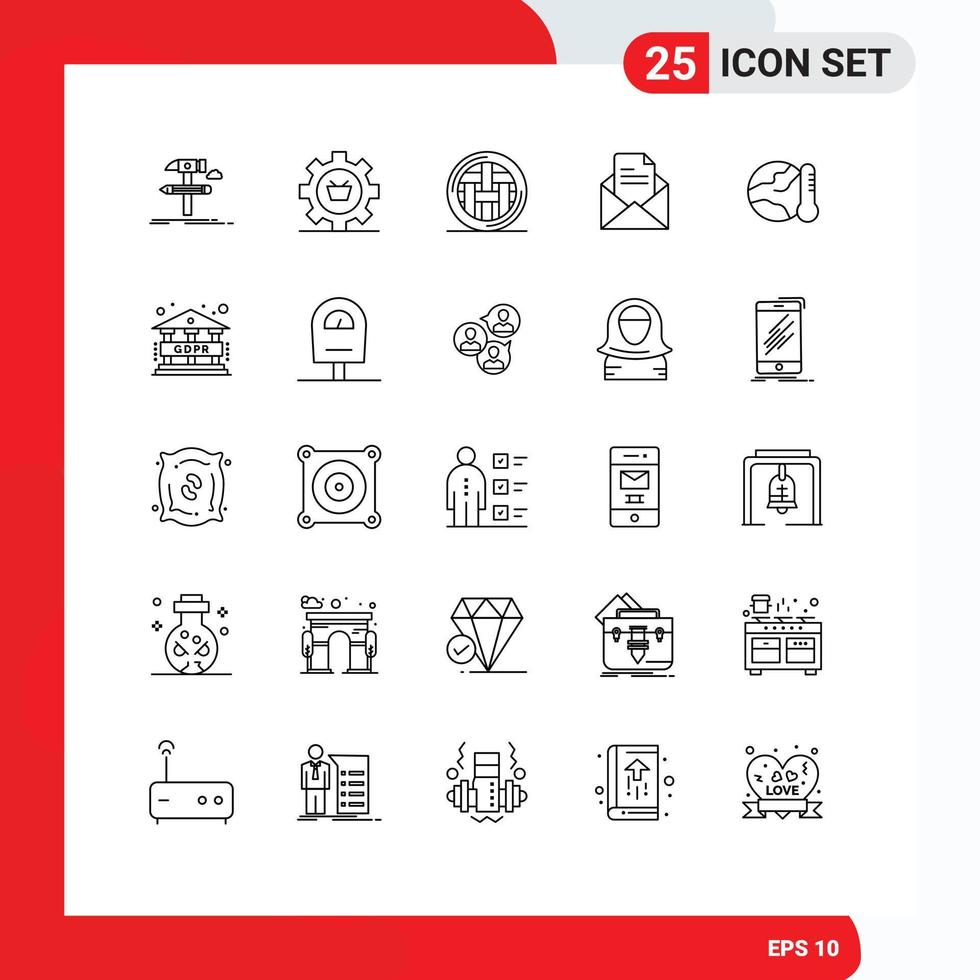 Stock Vector Icon Pack of 25 Line Signs and Symbols for mail thanksgiving commerce pie food Editable Vector Design Elements