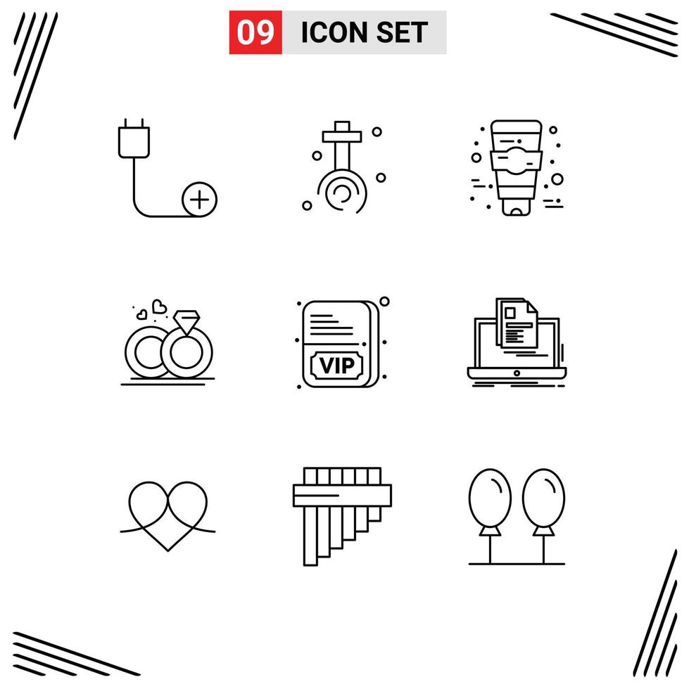 User Interface Pack of 9 Basic Outlines of member love easter wedding ring Editable Vector Design Elements