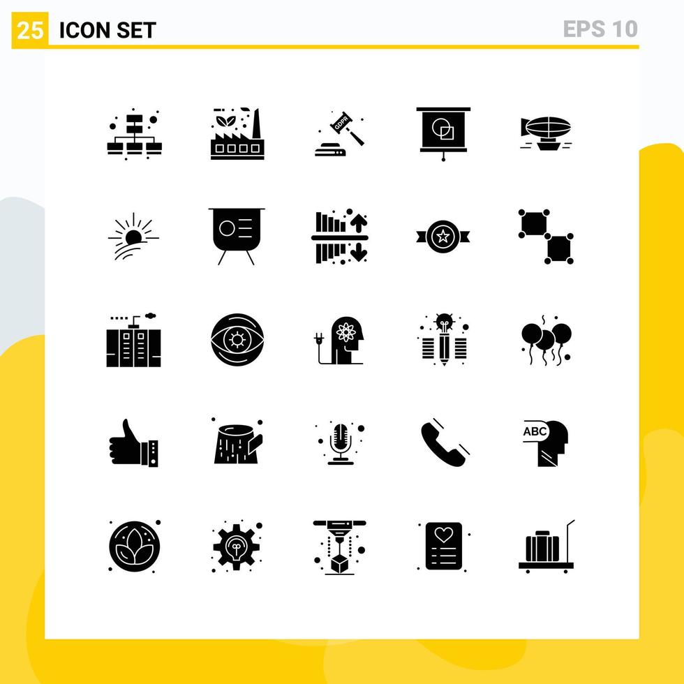 User Interface Pack of 25 Basic Solid Glyphs of air projector enforcement education legal Editable Vector Design Elements