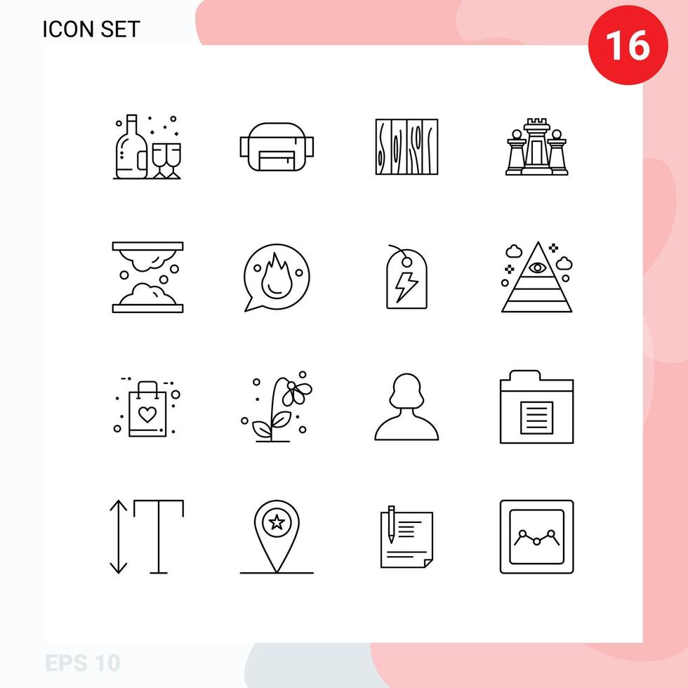 Pictogram Set of 16 Simple Outlines of cholesterol tactic interior strategy chess Editable Vector Design Elements