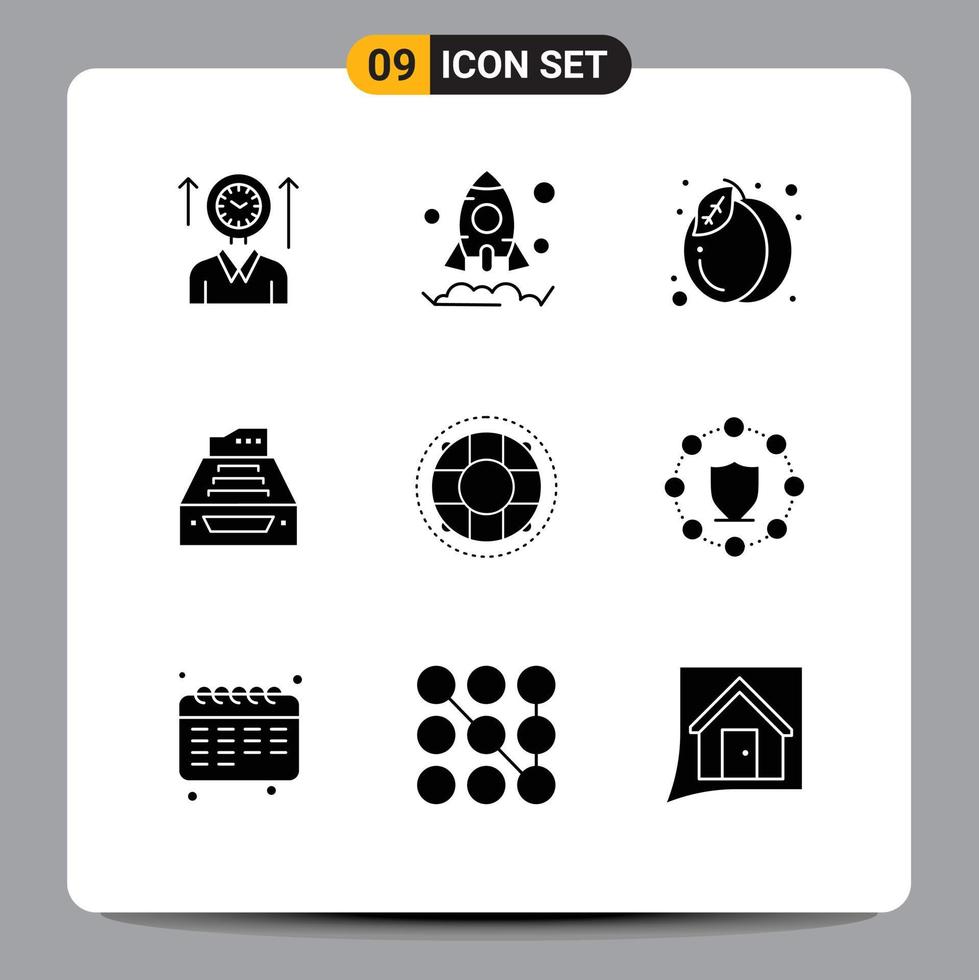 Group of 9 Solid Glyphs Signs and Symbols for inbox data pack accounts files Editable Vector Design Elements