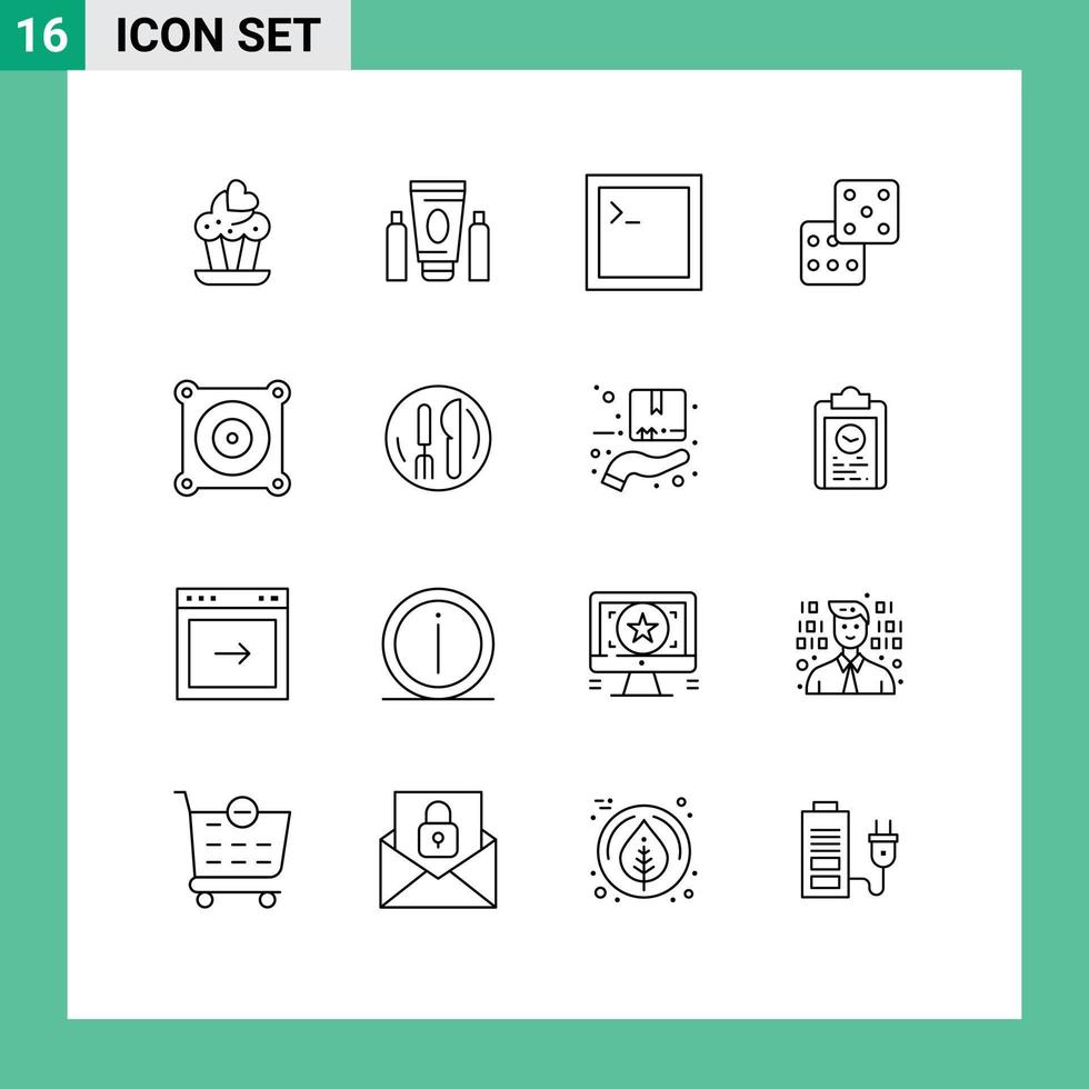 Modern Set of 16 Outlines and symbols such as service fan console engine gambling Editable Vector Design Elements