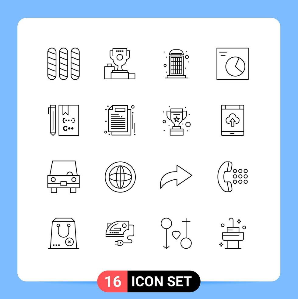 Set of 16 Vector Outlines on Grid for coding c booth wireframe analytics Editable Vector Design Elements