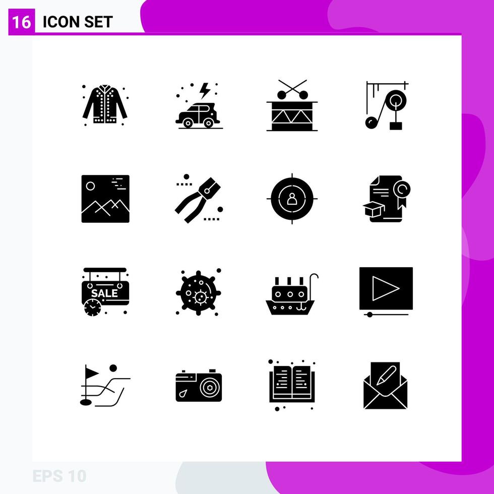 16 Creative Icons Modern Signs and Symbols of gallery science car machine holiday Editable Vector Design Elements