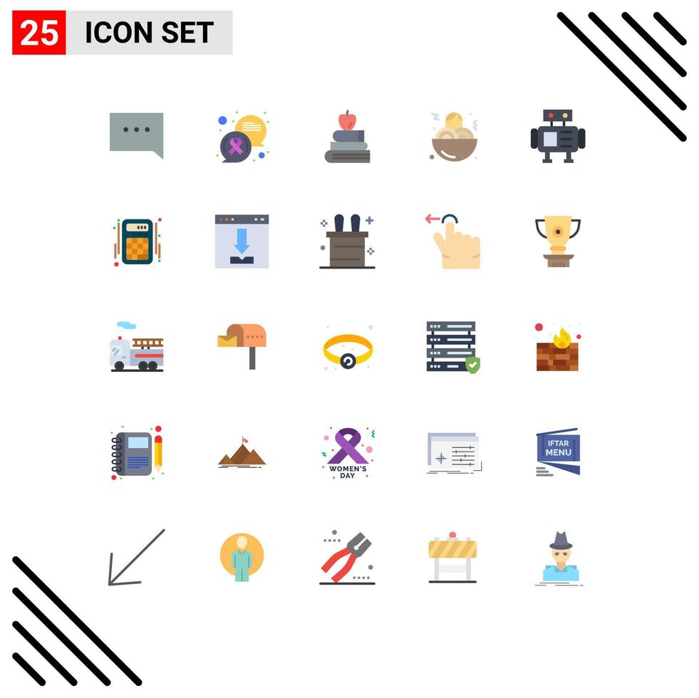 Stock Vector Icon Pack of 25 Line Signs and Symbols for calculator science books robot fast food Editable Vector Design Elements