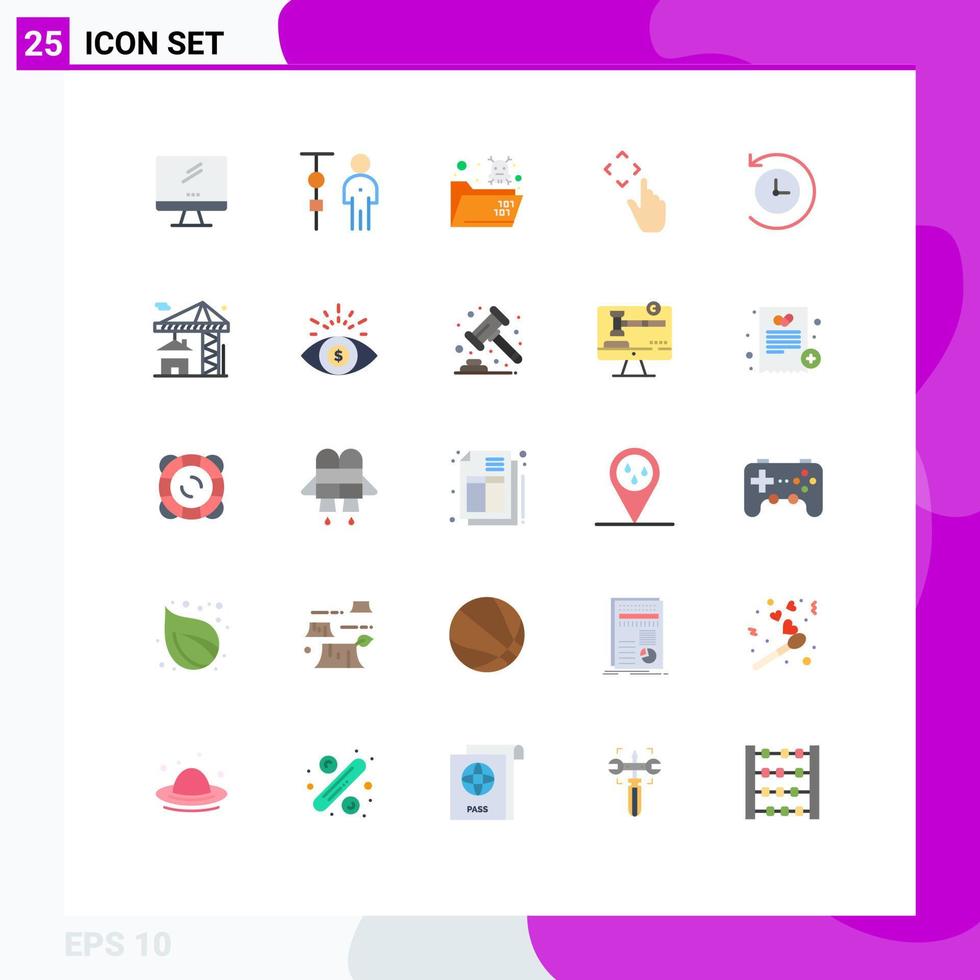 Pack of 25 Modern Flat Colors Signs and Symbols for Web Print Media such as move up corporate management finger folder Editable Vector Design Elements