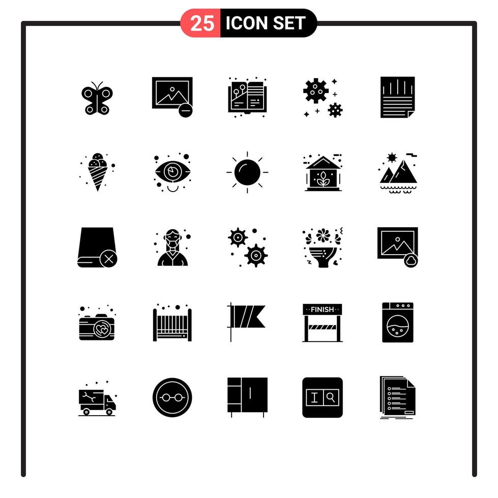 Pack of 25 creative Solid Glyphs of paper check ok design data meteor Editable Vector Design Elements