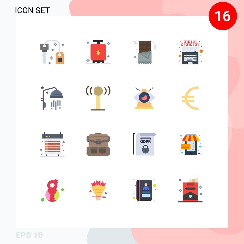 paquete de dieciséis moderno plano colores señales y símbolos para web impresión medios de comunicación tal como limpiar inteligencia tanque código artificial editable paquete de creativo vector diseño elementos