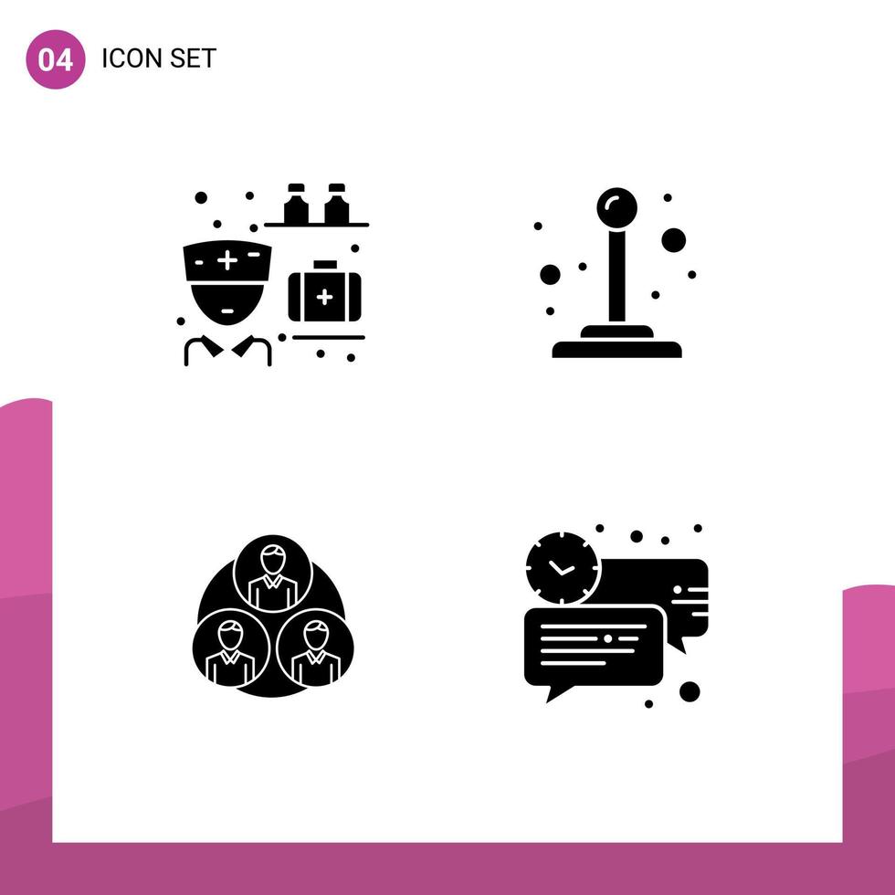 4 Universal Solid Glyphs Set for Web and Mobile Applications medication clone pills switch bubble Editable Vector Design Elements