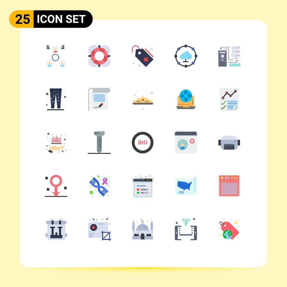 Pack of 25 Modern Flat Colors Signs and Symbols for Web Print Media such as data share support network sign Editable Vector Design Elements