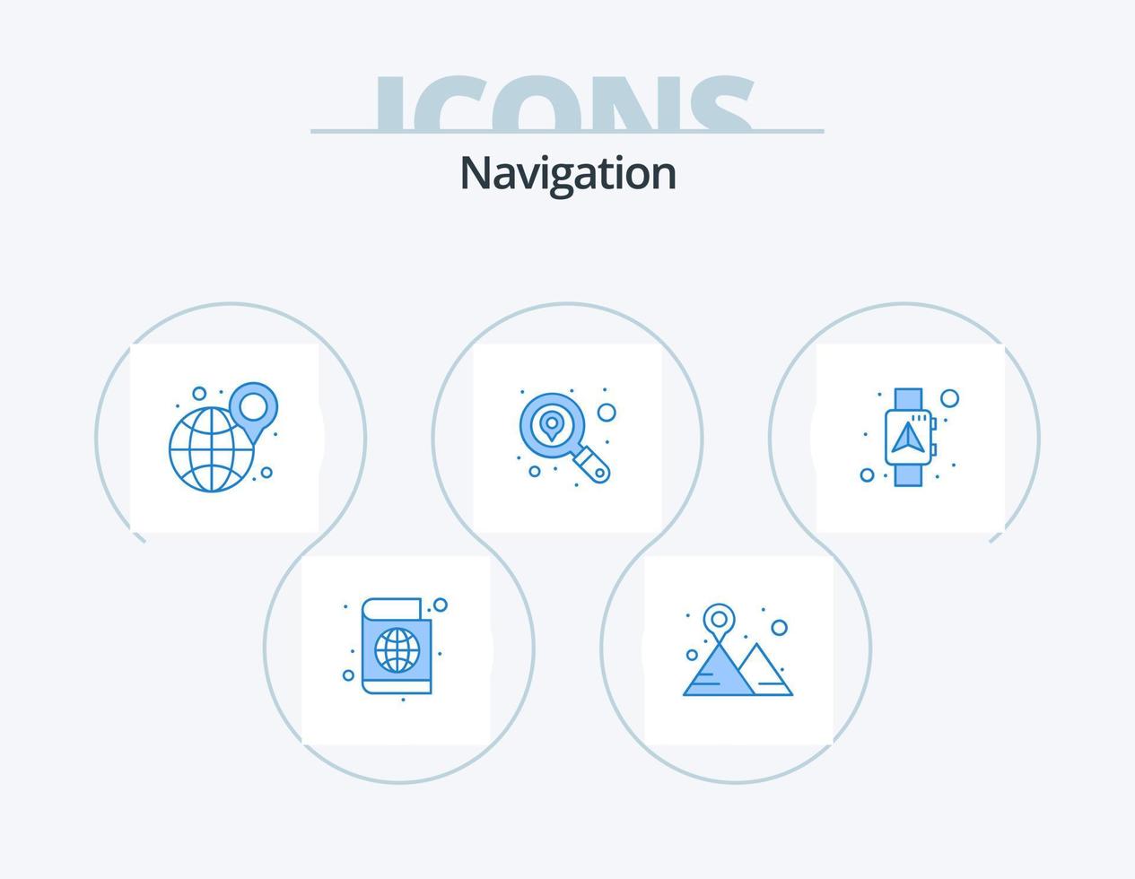 Navigation Blue Icon Pack 5 Icon Design. smart. navigator. location. location. service vector