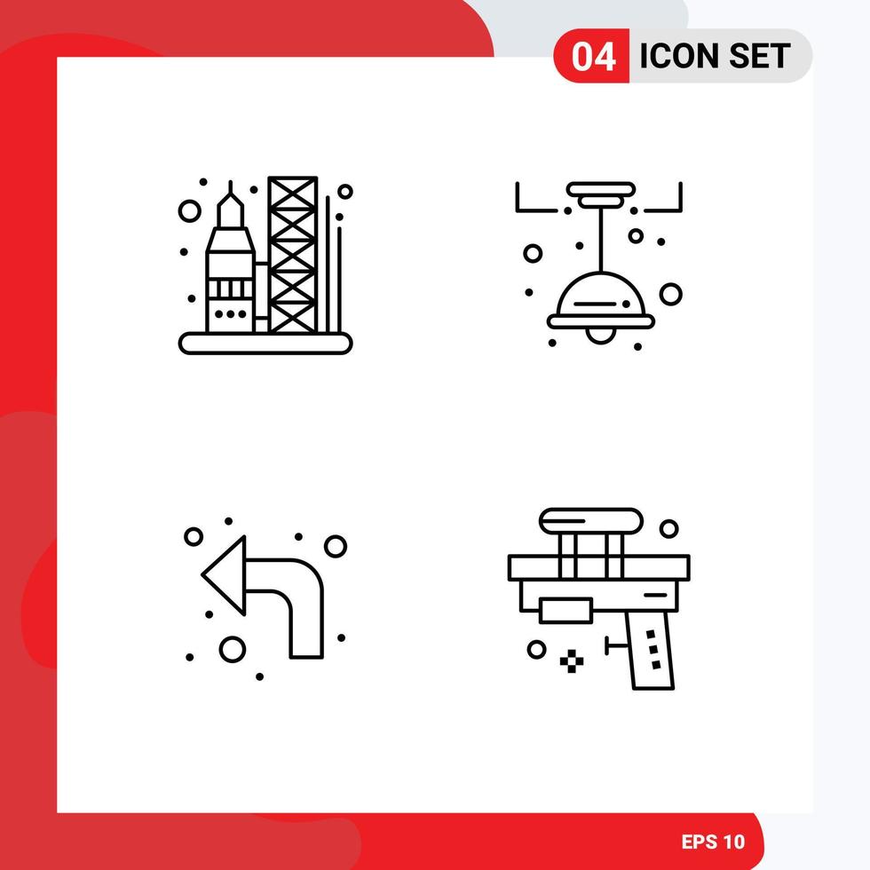 Pictogram Set of 4 Simple Filledline Flat Colors of launch reload space light left Editable Vector Design Elements