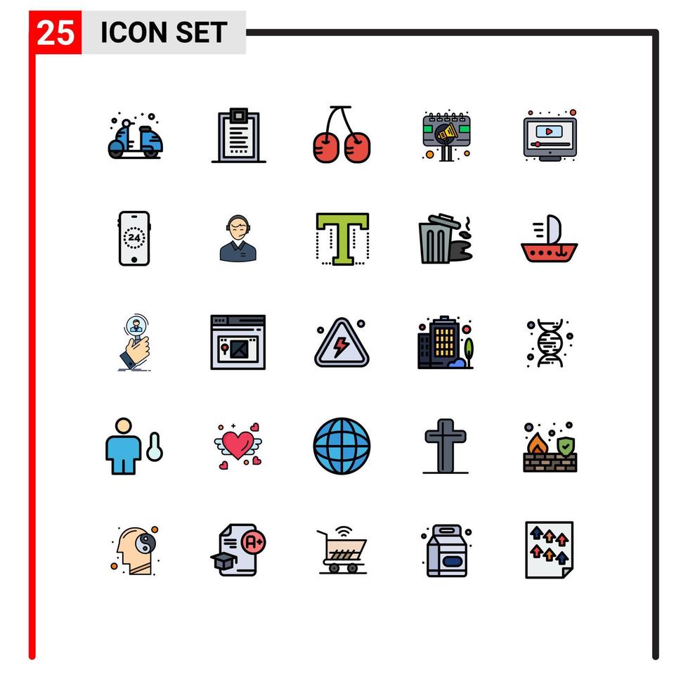 Set of 25 Modern UI Icons Symbols Signs for sign board advertising design advertisement vegetables Editable Vector Design Elements