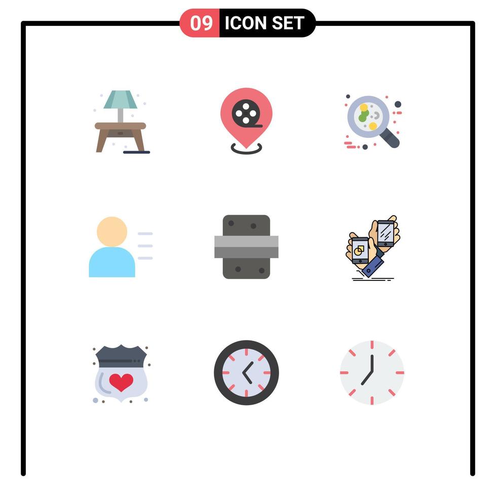 Pack of 9 Modern Flat Colors Signs and Symbols for Web Print Media such as drink burger cell breakfast person Editable Vector Design Elements