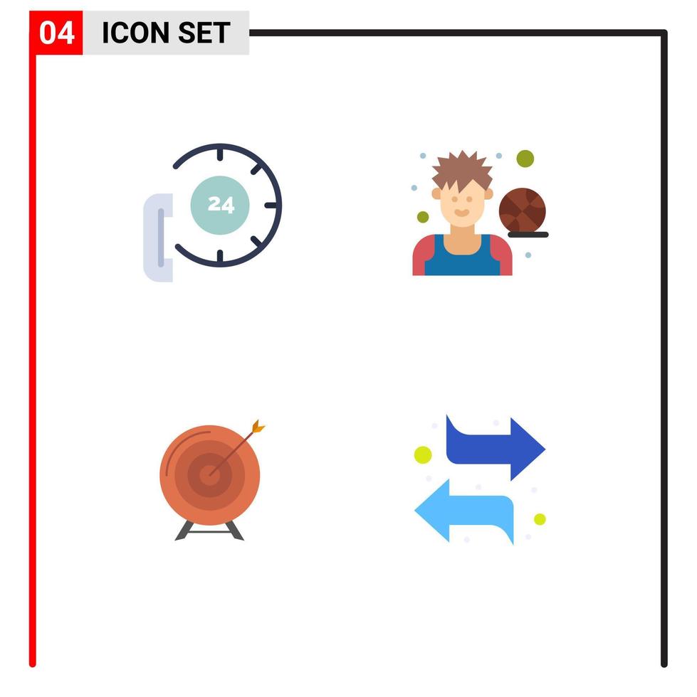 Modern Set of 4 Flat Icons Pictograph of call player contact avatar aim Editable Vector Design Elements