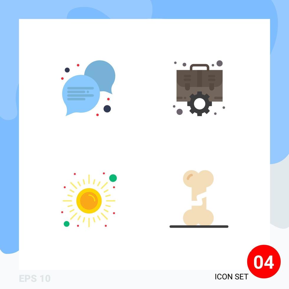 4 Universal Flat Icons Set for Web and Mobile Applications communication health case setting sun Editable Vector Design Elements