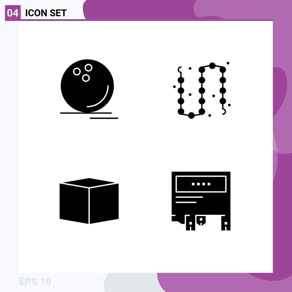 Pictogram Set of 4 Simple Solid Glyphs of bowling luxury ball fashion cargo Editable Vector Design Elements