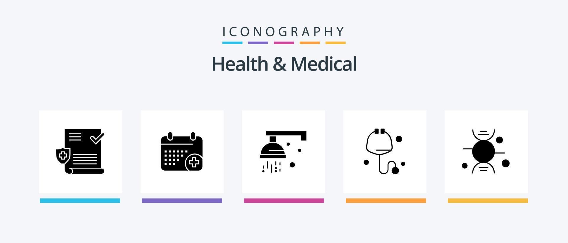 Health And Medical Glyph 5 Icon Pack Including healthcare. dna. bathroom. stethoscope. check. Creative Icons Design vector