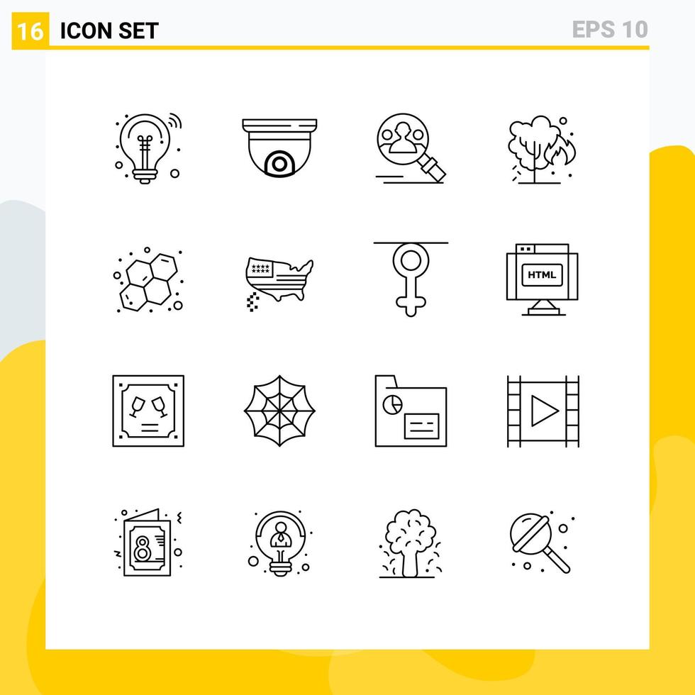 16 Creative Icons Modern Signs and Symbols of atom green surveillance environment user Editable Vector Design Elements