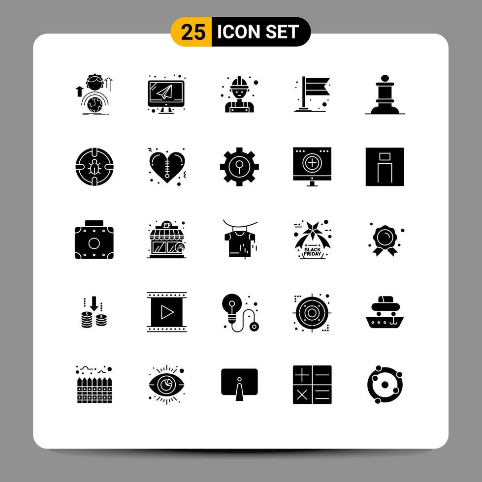 25 Creative Icons Modern Signs and Symbols of chess flag mail carnival worker Editable Vector Design Elements