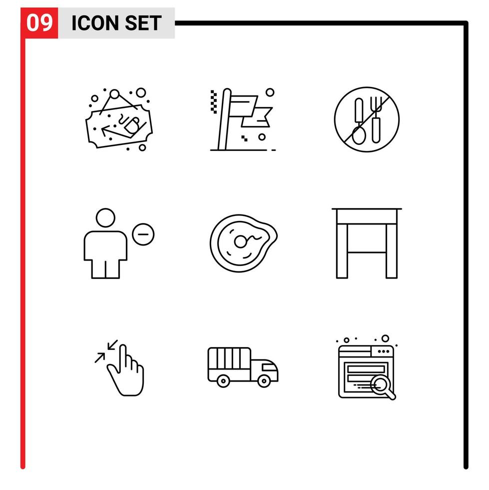 9 Thematic Vector Outlines and Editable Symbols of minus delete food body forbidden Editable Vector Design Elements