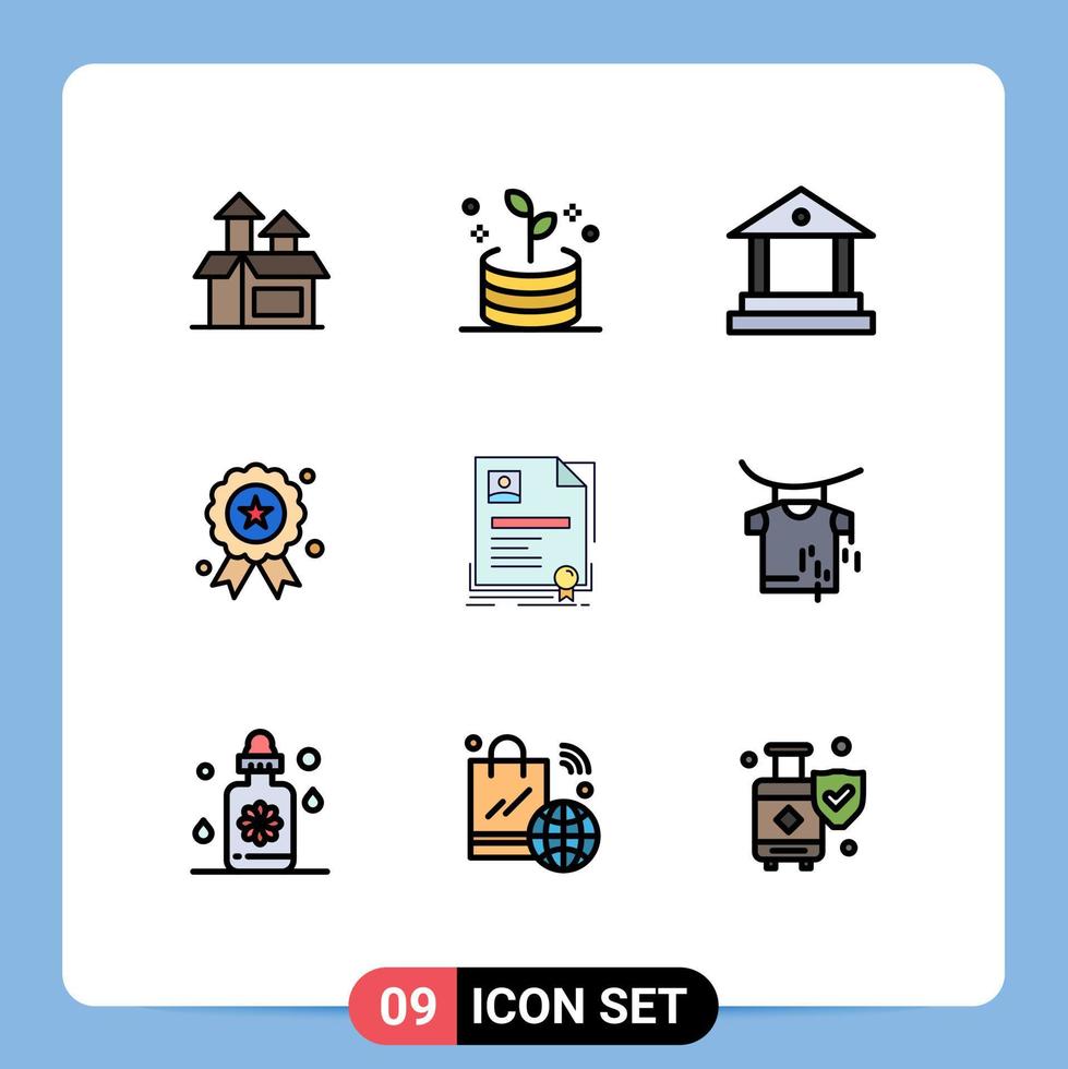 Set of 9 Modern UI Icons Symbols Signs for agreement badge banking contract independence day Editable Vector Design Elements