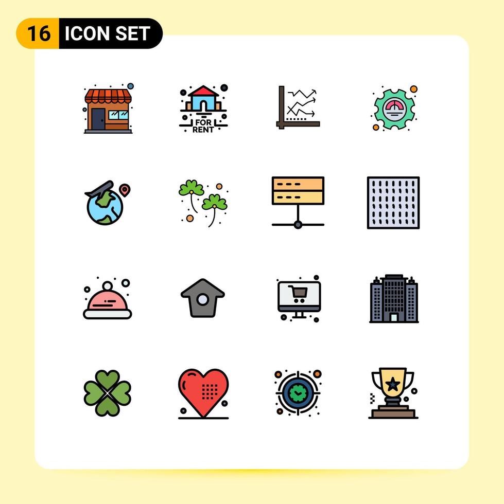 16 Creative Icons Modern Signs and Symbols of productivity excellency graph efficiency chart Editable Creative Vector Design Elements