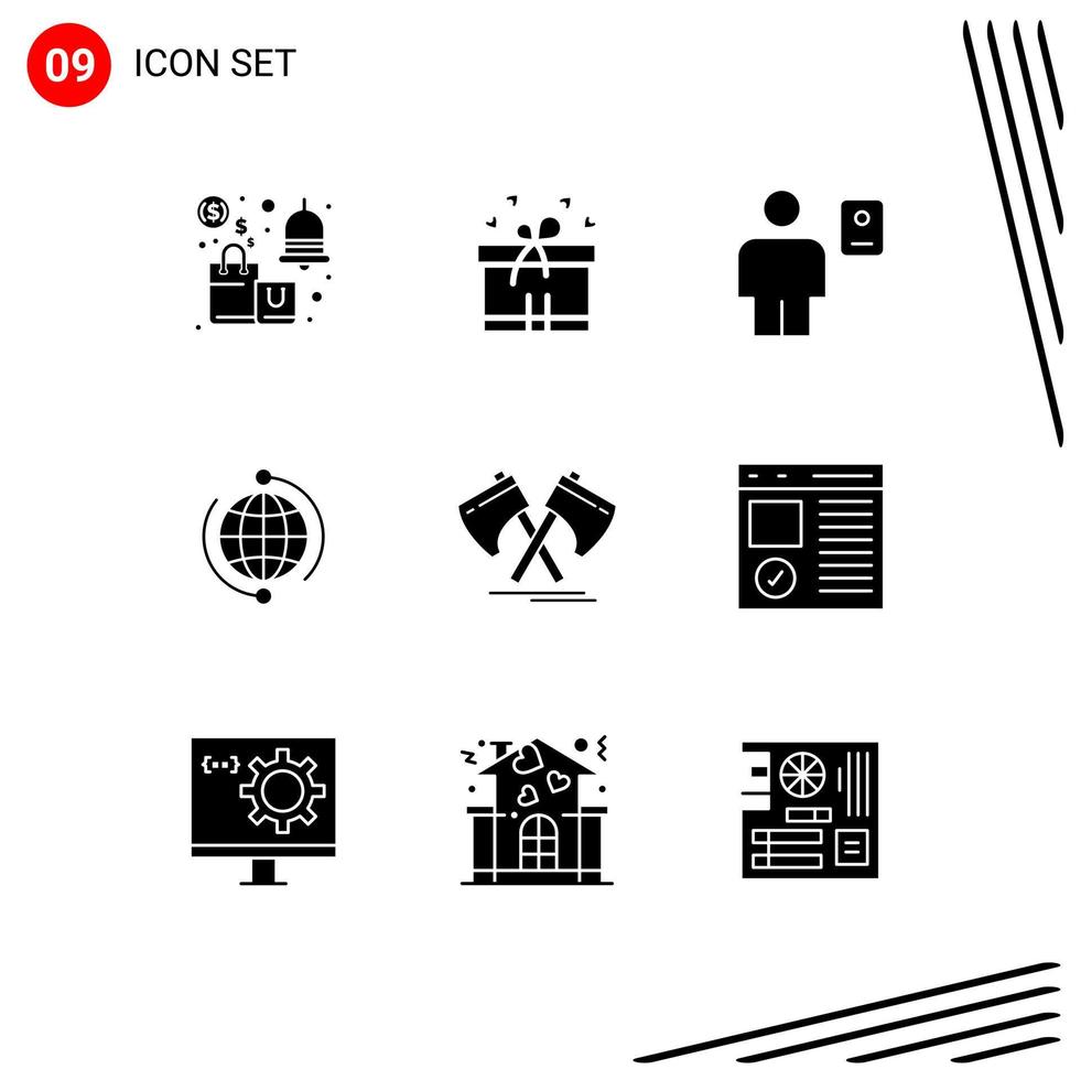 Solid Glyph Pack of 9 Universal Symbols of global connect avatar business profile Editable Vector Design Elements