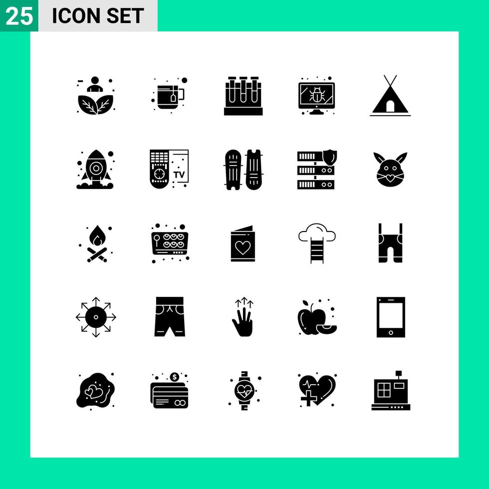 Stock Vector Icon Pack of 25 Line Signs and Symbols for nature security lab screen bug Editable Vector Design Elements