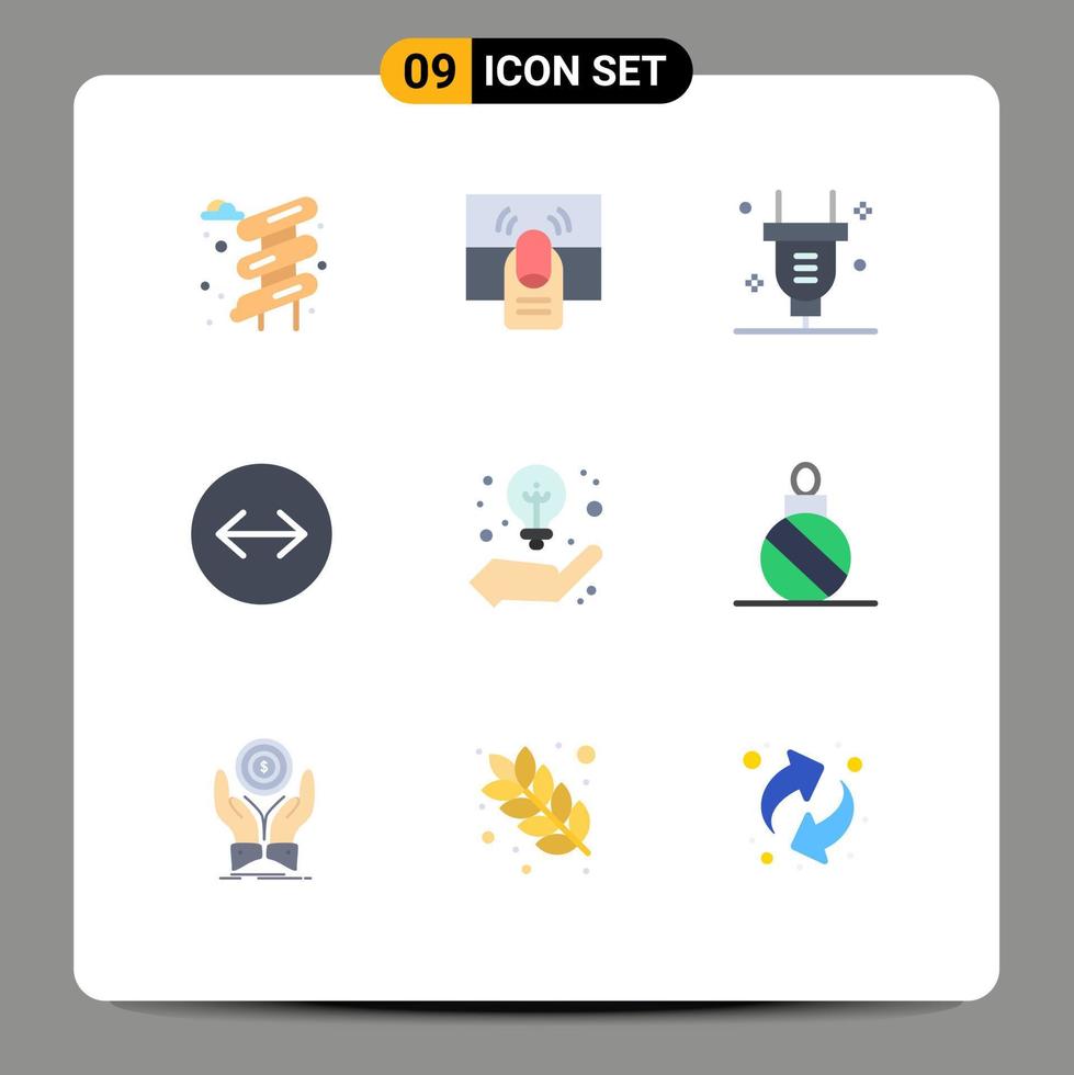 Pack of 9 creative Flat Colors of strategy business plug swipe arrows horizontal swipe Editable Vector Design Elements