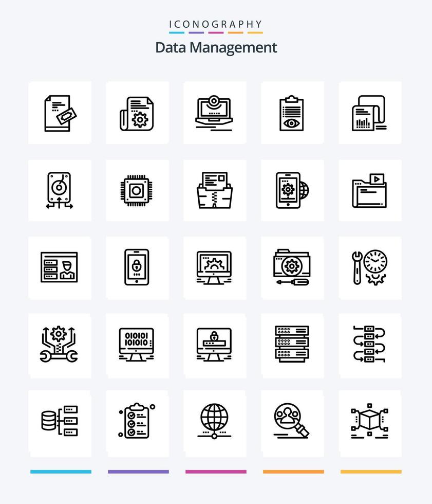 Creative Data Management 25 OutLine icon pack  Such As . monitor . folder . computer . cam vector