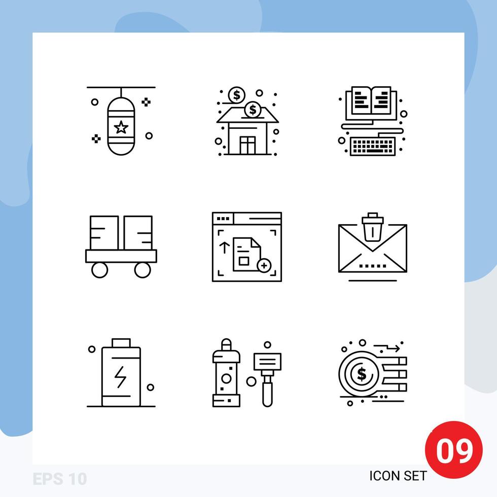 Set of 9 Vector Outlines on Grid for forklift truck fork truck fund caterpillar vehicles education Editable Vector Design Elements