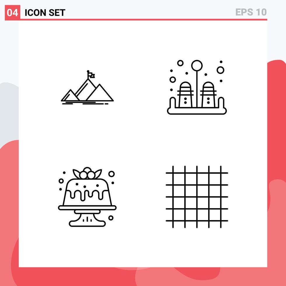 4 Creative Icons Modern Signs and Symbols of success dessert flag kitchen sweet Editable Vector Design Elements