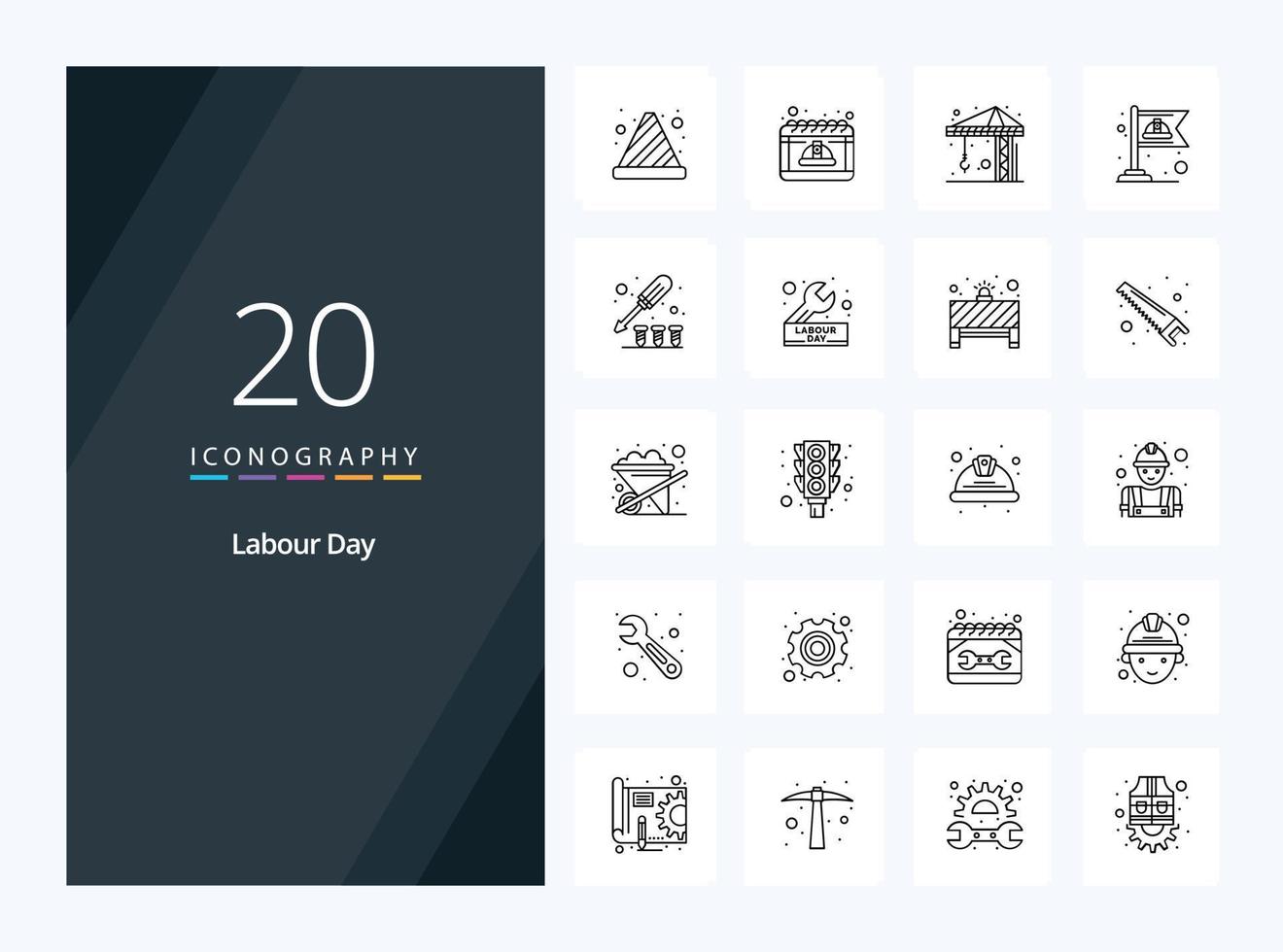 20 Labour Day Outline icon for presentation vector