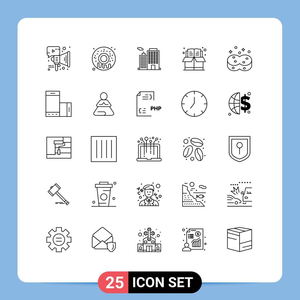25 Creative Icons Modern Signs and Symbols of sponges clean business box bookmark Editable Vector Design Elements