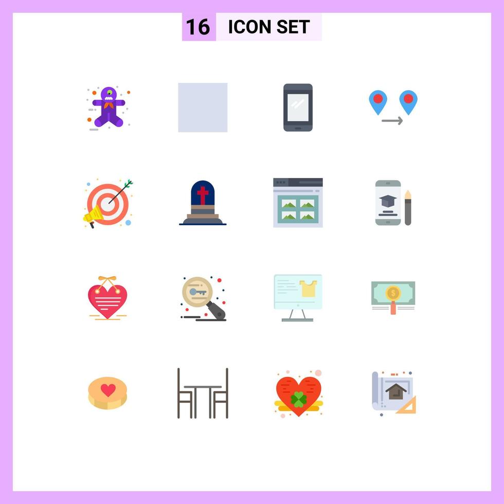 16 Creative Icons Modern Signs and Symbols of grave marketing iphone focus goal Editable Pack of Creative Vector Design Elements