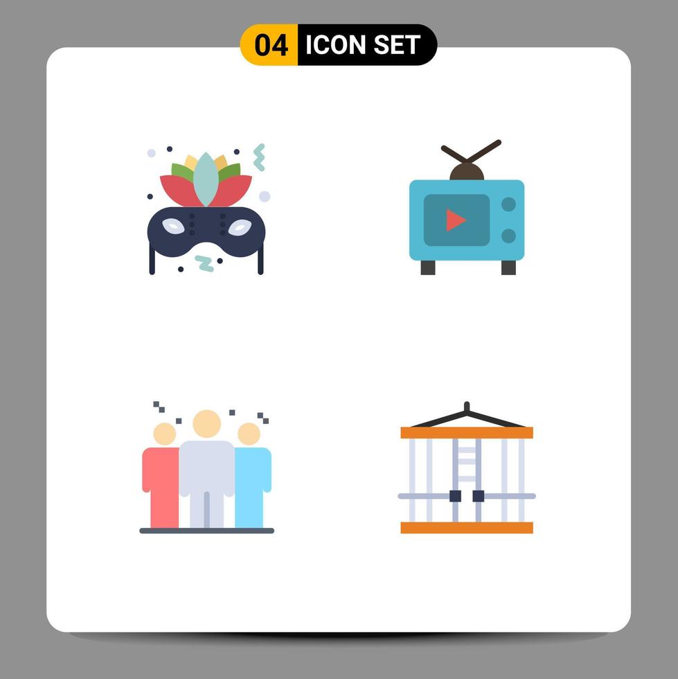 Set of 4 Modern UI Icons Symbols Signs for costume competitive tv video decapitate Editable Vector Design Elements