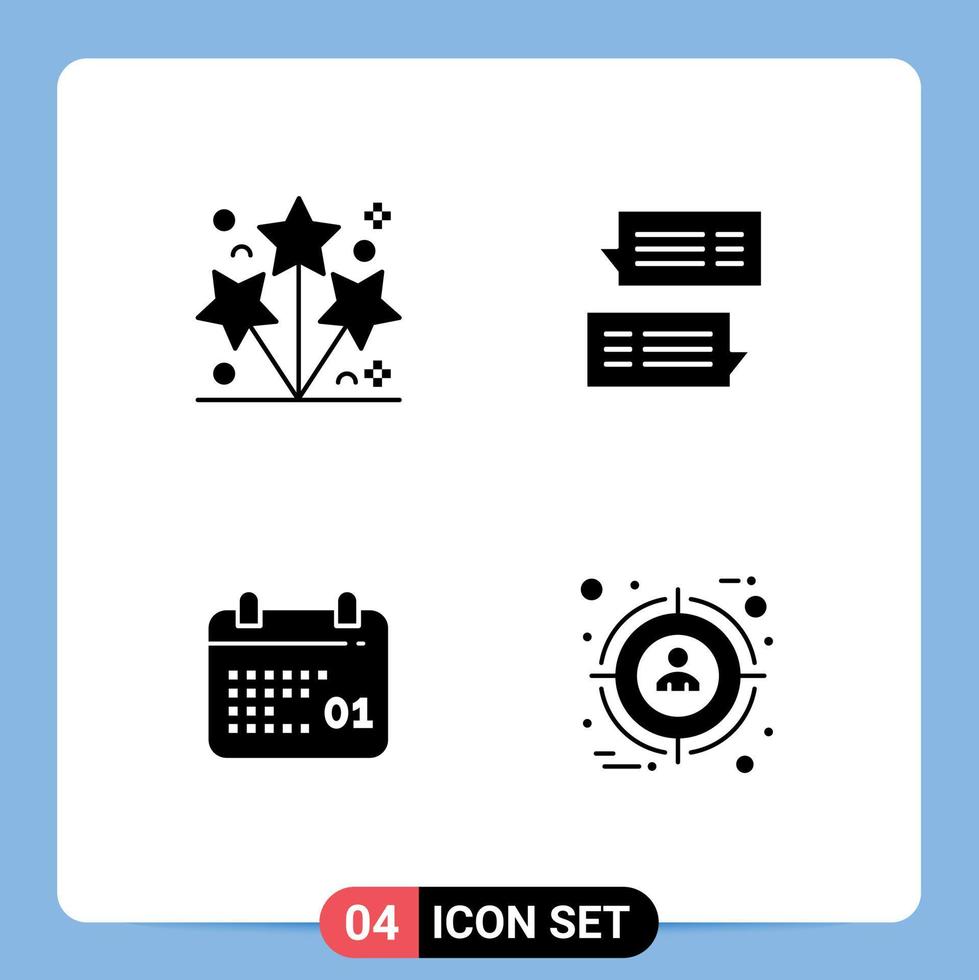 4 Creative Icons Modern Signs and Symbols of firework canada spark mail date Editable Vector Design Elements