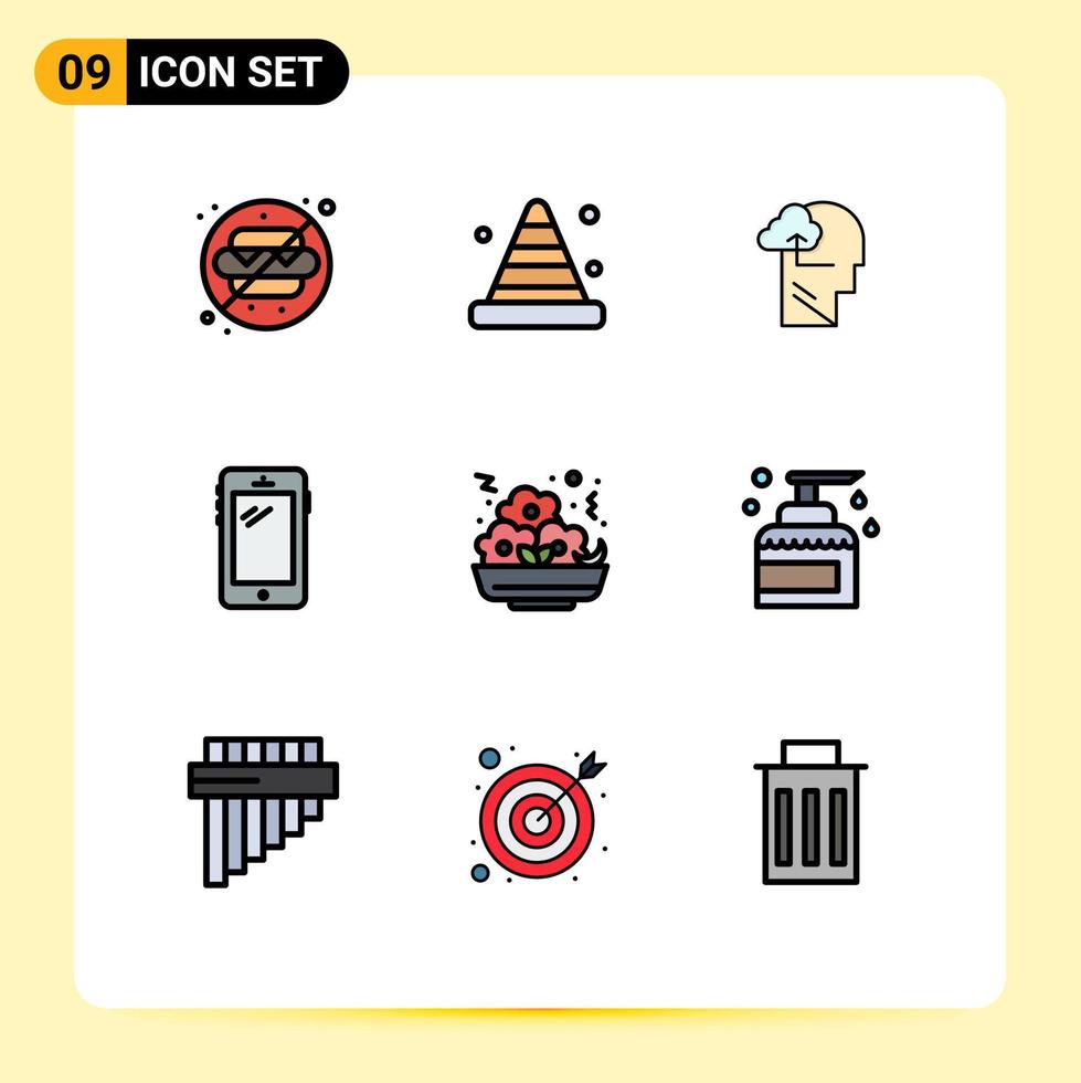 9 Thematic Vector Filledline Flat Colors and Editable Symbols of samsung mobile tool smart phone head Editable Vector Design Elements