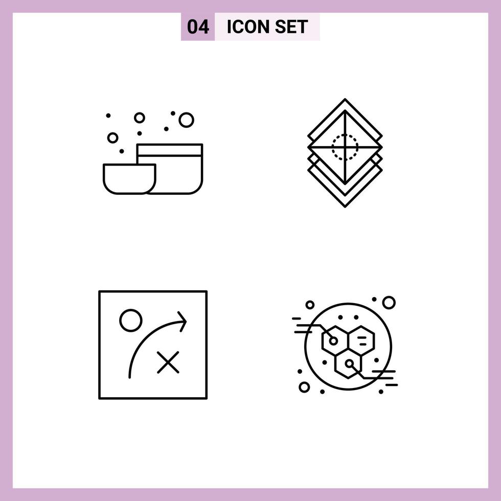 Line Pack of 4 Universal Symbols of bowl strategy arrange stack molecules Editable Vector Design Elements