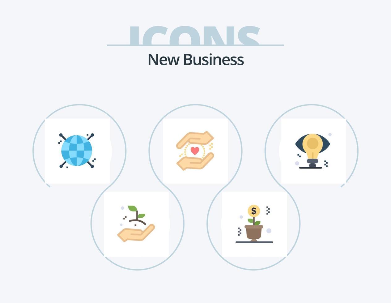 New Business Flat Icon Pack 5 Icon Design. eye. love. success. safe. network vector