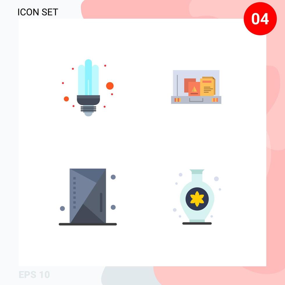 4 Flat Icon concept for Websites Mobile and Apps bulb devices light bag outline Editable Vector Design Elements