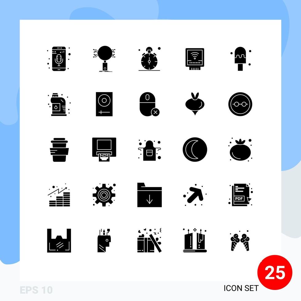 Set of 25 Modern UI Icons Symbols Signs for plumbing mechanical security detector timer Editable Vector Design Elements