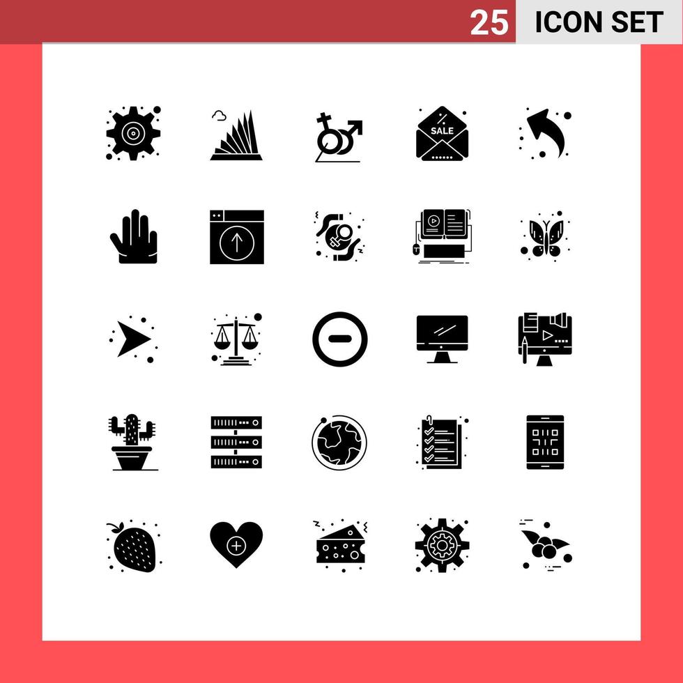 Pictogram Set of 25 Simple Solid Glyphs of arrow sale martyrs discount gander Editable Vector Design Elements
