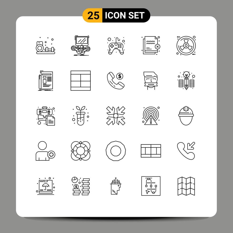móvil interfaz línea conjunto de 25 pictogramas de transferir proteccion en línea archivo vídeo juego editable vector diseño elementos