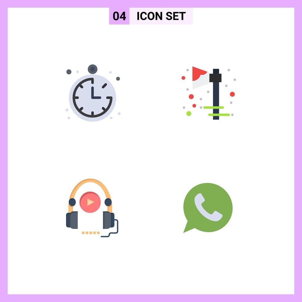 Pack of 4 creative Flat Icons of compass language course axe holiday app Editable Vector Design Elements