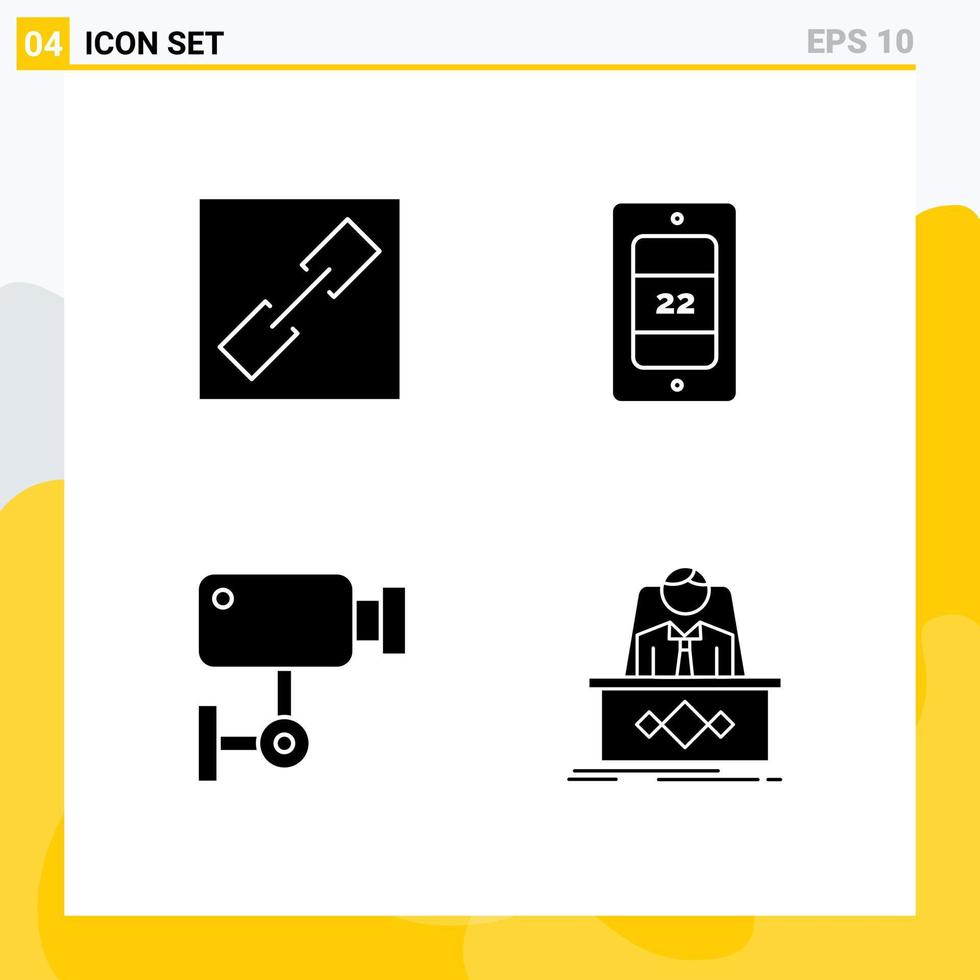 4 Creative Icons Modern Signs and Symbols of chain surveillance mobile cam game Editable Vector Design Elements