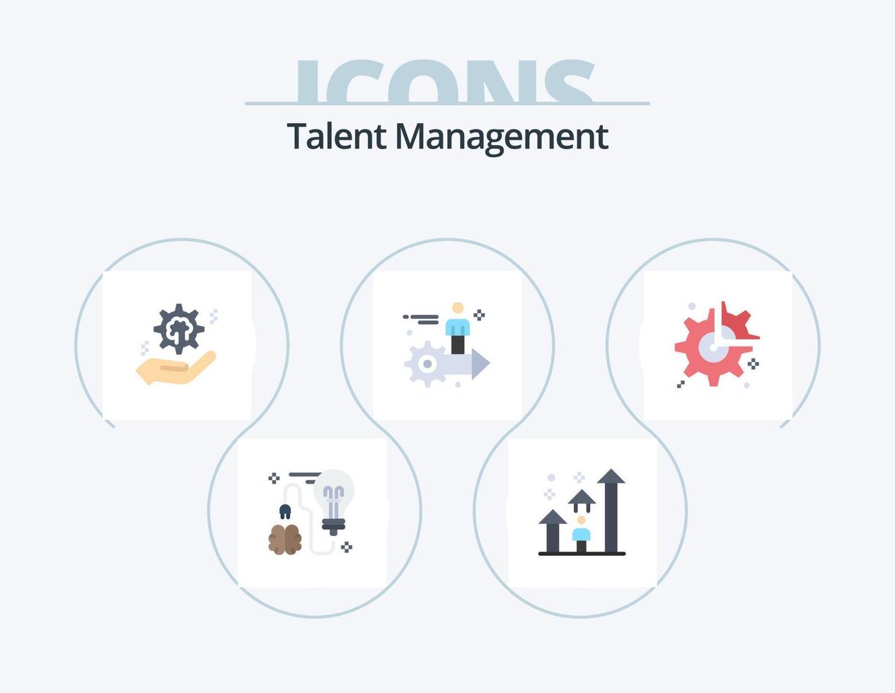 Talent Management Flat Icon Pack 5 Icon Design. arrow. setting. progress. solution. cog vector