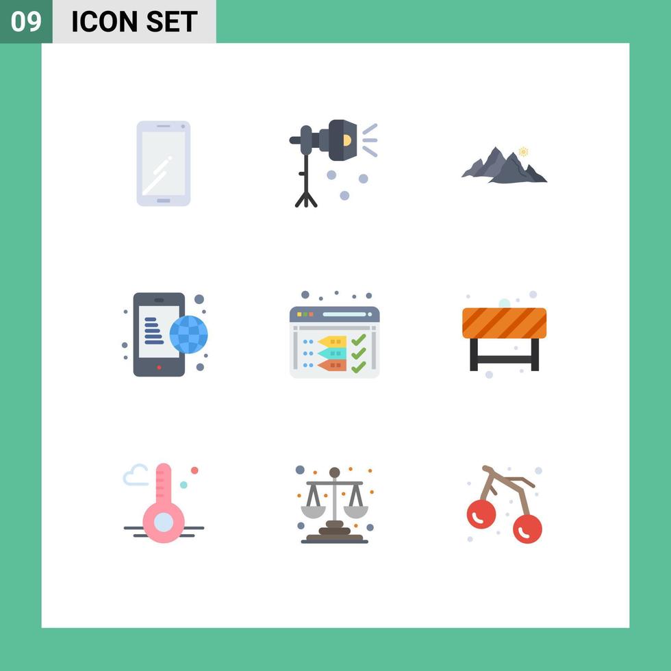 editable vector línea paquete de 9 9 sencillo plano colores de global negocio destacar Dom colina editable vector diseño elementos