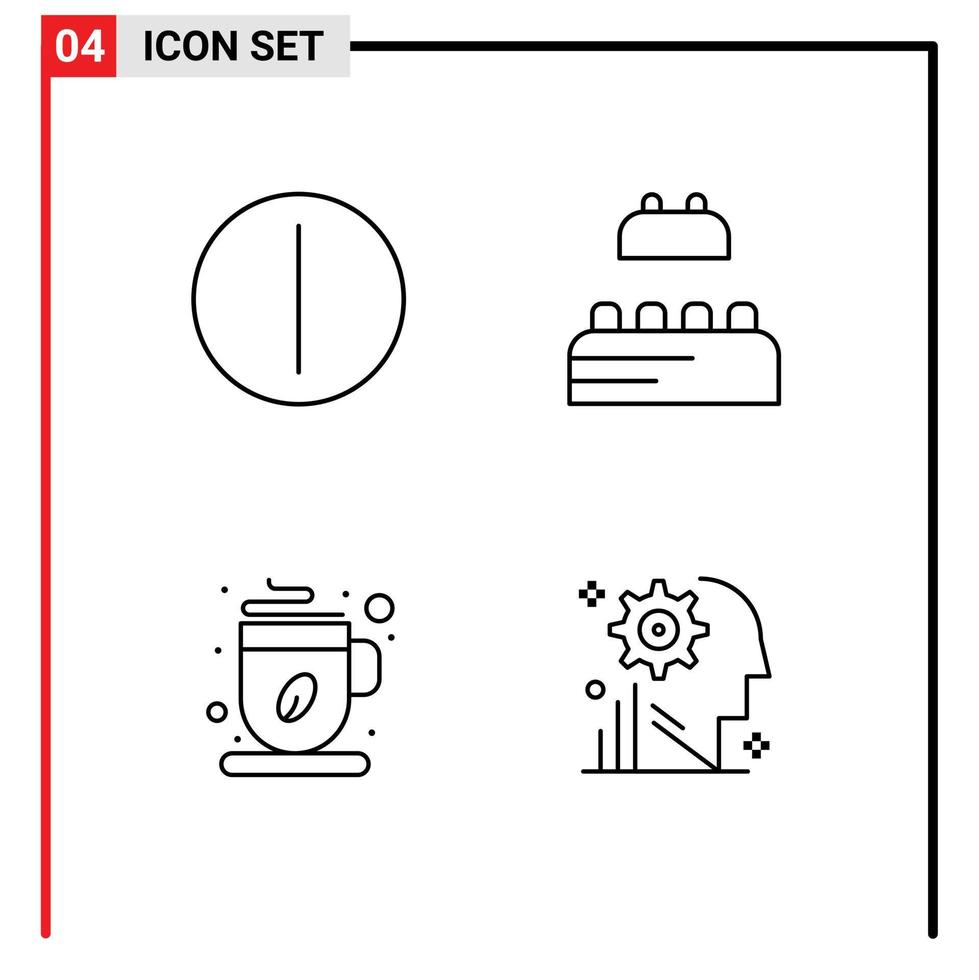 4 Universal Filledline Flat Colors Set for Web and Mobile Applications on coffee cup bricks coffee user Editable Vector Design Elements